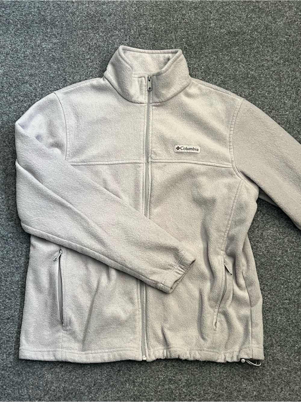 Columbia Soft Light Gray Full-Zip Fleece Jacket, 100% Polyester, Large